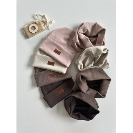 Zestaw prążkowany czapka + komin