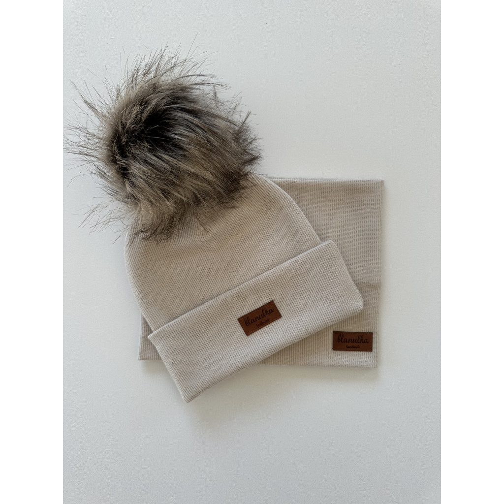 Czapka piaskowy bez z kominem